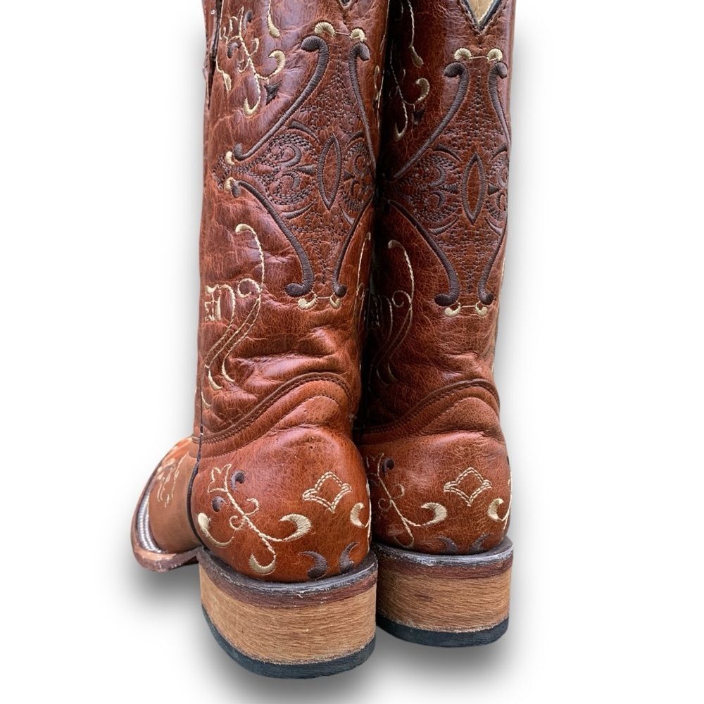 Circle G Cognac Embroidered Cowgirl Leather Cowboy Boots Women’s size 7.5 - Picture 5 of 16